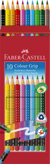 Faber Castell FC-116613 Kleurpotlood Faber-Castell GRIP 2001 Uitgumbaar Etui &agrave; 10 Stuks