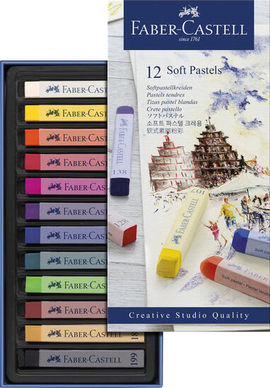 Faber Castell FC-128312 Pastelkrijt Creative Studio Softpastel 12 Delig Etui