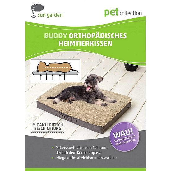 Sun Garden Buddy Orthopedisch Hondenkussen 100x65x10cm Lichtgrijs/Gemeleerd