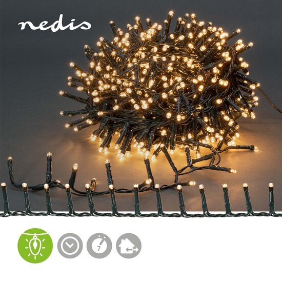 Nedis CLCC400 Decoratieve Verlichting Compacte Cluster 400 Led&#039;s Warm Wit 8.00 M Licht Effecten: 7 Binnen &amp; Buiten Netvoeding