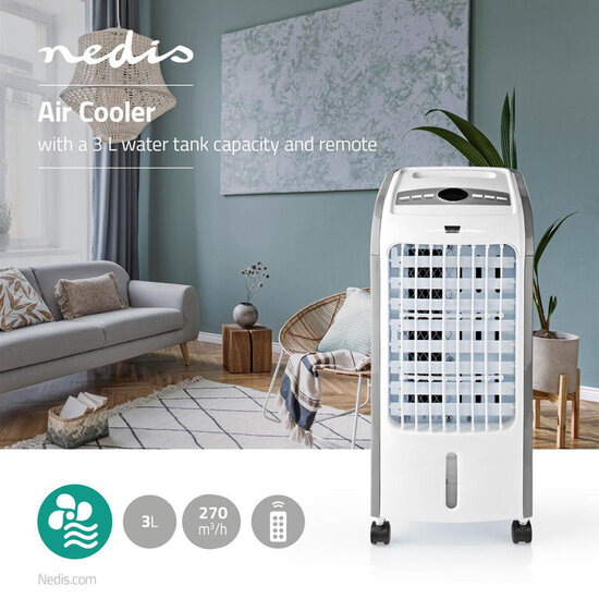 Nedis COOL115CWT Air Cooler 3 L 270 M&sup3;/h Timer Remote Control