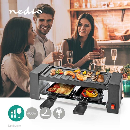 Nedis FCRA210FBK2 Gourmet Raclette Grill voor 2 Personen