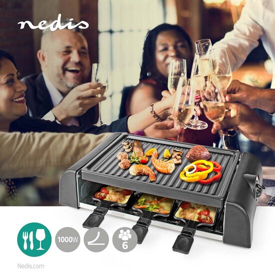 Nedis FCRA220FBK6 Gourmet Raclette Grill voor 6 Personen