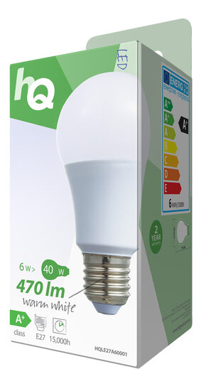 Hq Hqle27a60001 Led-lamp A60 E27 6,5 W 470 Lm 2 700 K