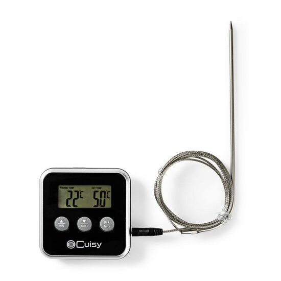 Nedis KATH105BK Vleesthermometer 0 - 250 &deg;c Digitaal Display Timer