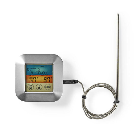 Nedis KATH106SI Vleesthermometer 0 - 250 &deg;c Kleurendisplay Timer