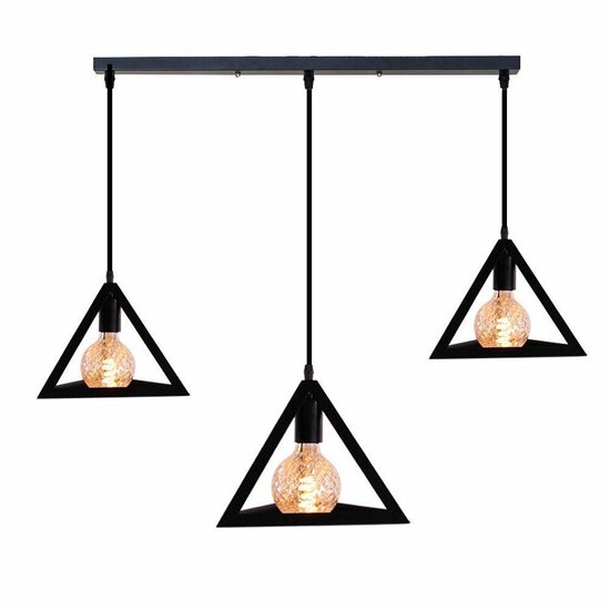 Homestyle Pro MK018-B Industri&euml;le Pyramide Hanglampen Zwart/Metaal