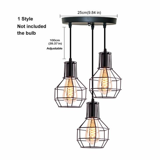 Homestyle Pro MK021-B Industri&euml;le Hanglampen Zwart/Metaal