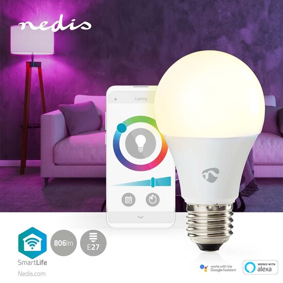 Nedis WIFILRC10E27 Smartlife Multicolour Lamp Wi-fi E27 806 Lm 9 W Rgb / Warm To Cool White Android&trade; / Ios Peer