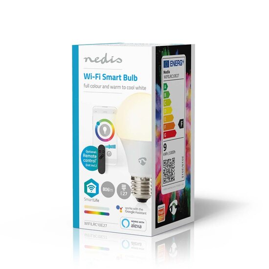 Nedis WIFILRC10E27 Smartlife Multicolour Lamp Wi-fi E27 806 Lm 9 W Rgb / Warm To Cool White Android&trade; / Ios Peer