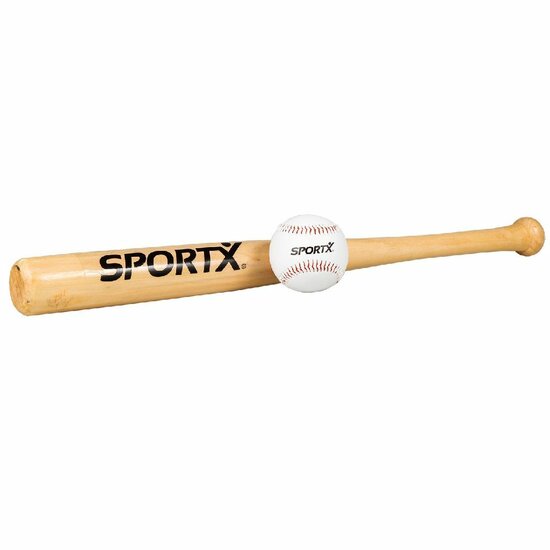 SportX Honkbal Houten Knuppel + Bal