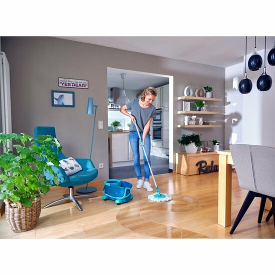 Leifheit 52102 Clean Twist Disc Mop Compleet Systeem met Wieltjes Blauw