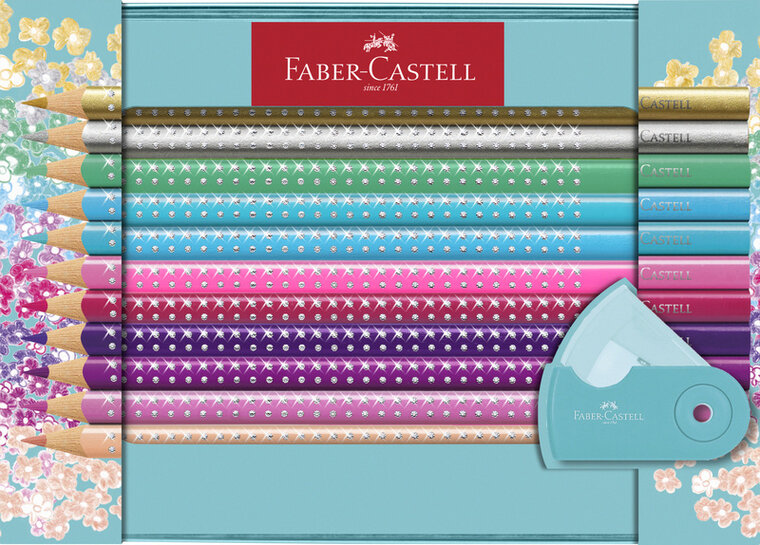 Faber Castell FC-201641 Sparkle Set Faber-Castell 20x Kleurpotloden En 1x Mini Puntenslijper