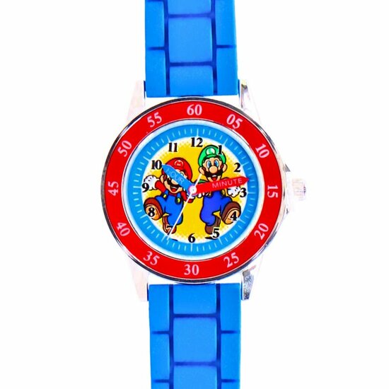 Super Mario Time Teacher Horloge Blauw/Rood