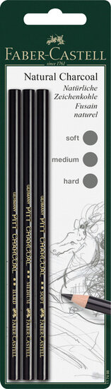 Faber Castell FC-117498 Houtskool Pitt Monochrome 3 Stuks