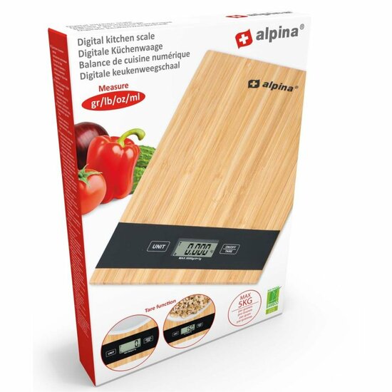 Alpina Digitale Bamboe Keukenweegschaal 5 KG