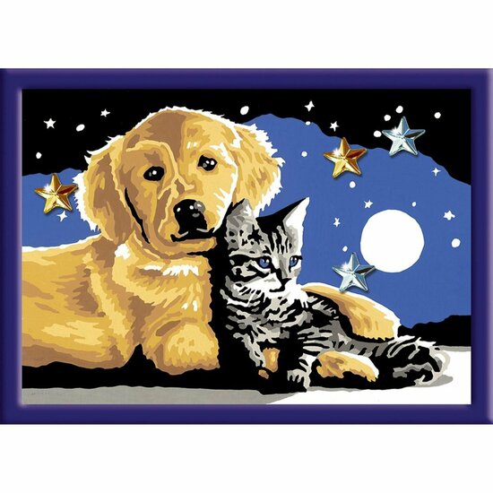 Ravensburger CreArt Schilderen op Nummer Hond en Poes Glitter