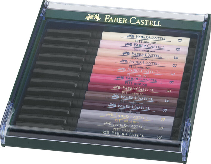 Faber Castell FC-267424 Tekenstift Faber-Castell Pitt Artist Pen Brush Set 12 Stuks Skin