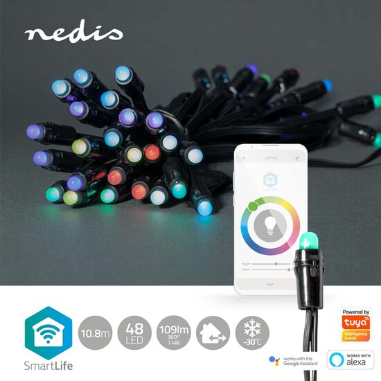 Nedis WIFILP01C48 Smartlife Decoratieve Led Feestverlichting Wi-fi Rgb 48 Led&#039;s 10.80 M Android&trade; / Ios