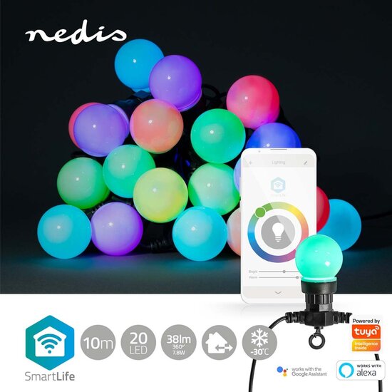 Nedis WIFILP03C20 Smartlife Decoratieve Led Feestverlichting Wi-fi Rgb 20 Led&#039;s 10 M Android&trade; / Ios