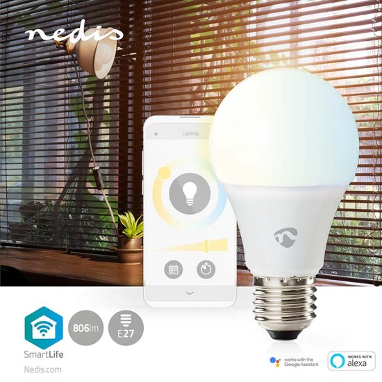 Nedis WIFILRW10E27 Smartlife Led Bulb Wi-fi E27 806 Lm 9 W Warm To Cool White Energieklasse: F Android&trade; / Ios Peer