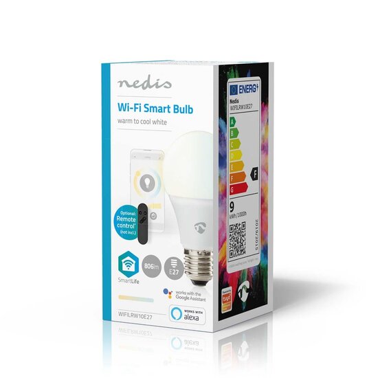 Nedis WIFILRW10E27 Smartlife Led Bulb Wi-fi E27 806 Lm 9 W Warm To Cool White Energieklasse: F Android&trade; / Ios Peer