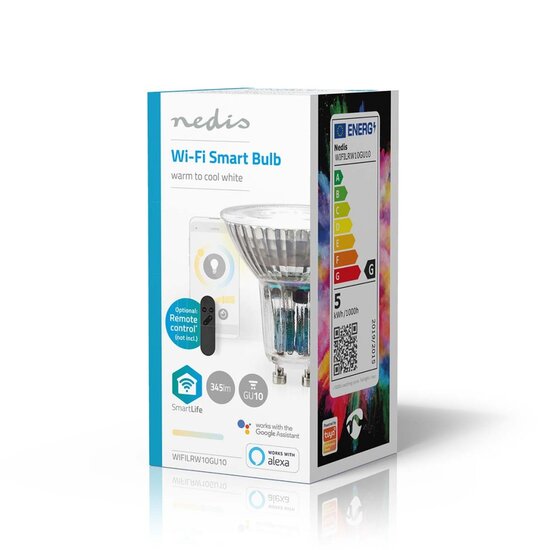 Nedis WIFILRW10GU10 Smartlife Led Bulb Wi-fi Gu10 345 Lm 4.9 W Warm To Cool White Energieklasse: G Android&trade; / Ios Par16