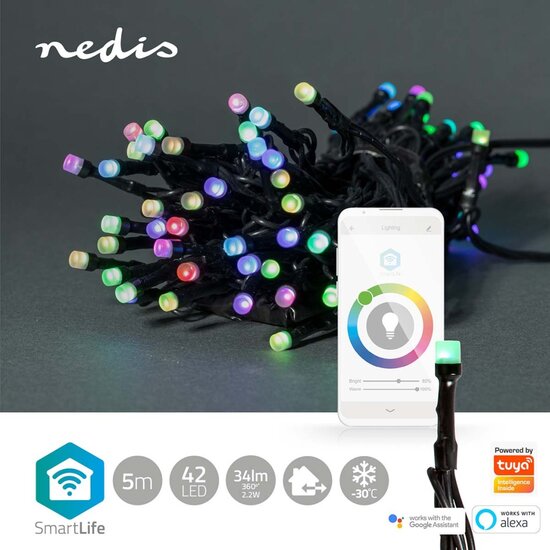 Nedis WIFILX01C42 Smartlife Decoratieve Led Koord Wi-fi Rgb 42 Led&#039;s 5.00 M Android&trade; / Ios