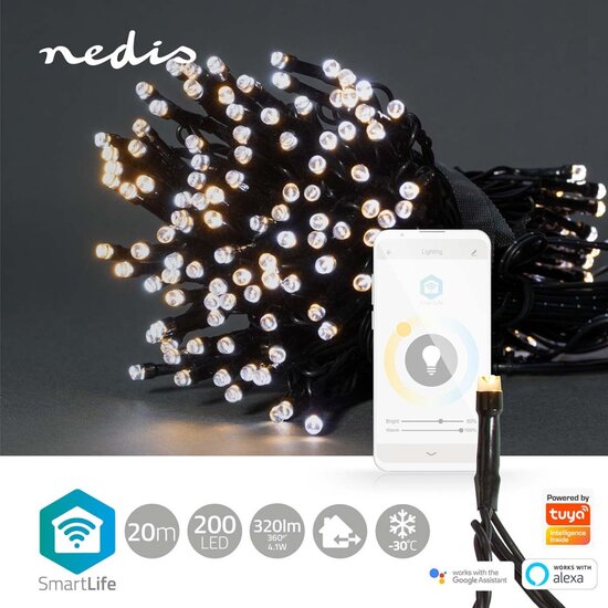 Nedis WIFILX02W200 Smartlife Decoratieve Led Koord Wi-fi Warm Tot Koel Wit 200 Led&#039;s 20.0 M Android&trade; / Ios