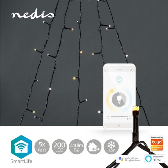 Nedis WIFILXT12W200 Smartlife Decoratieve Led Boom Wi-fi Warm Tot Koel Wit 200 Led&#039;s 5 X 4 M Android&trade; / Ios