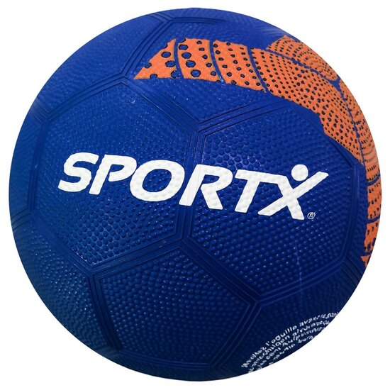 SportX Rubberen Voetbal 22 cm Blauw/Oranje