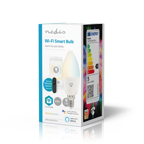 Nedis WIFILRW10E14 Smartlife Led Bulb Wi-fi E14 470 Lm 4.9 W Warm To Cool White Energieklasse: F Android&trade; / Ios Kaars