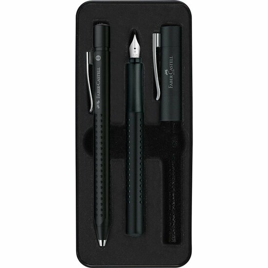 Faber Castell FC-140983 Balpen + Vulpen Grip Zwart In Geschenkbox