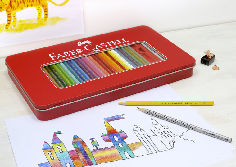 Faber Castell FC-115894 Kleurpotlood Faber-Castell Castle Zeskantig Metalen Etui 60 Stuks Met Accessoires