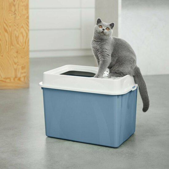 Rotho Eco Berty Kattenbak met Boveningang Blauw/Zand