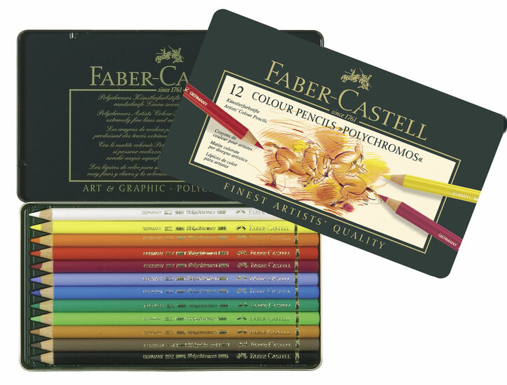 Faber Castell FC-110012 Kleurpotlood Polychromos 3,8mm Kerndikte Etui &agrave; 12 Stuks