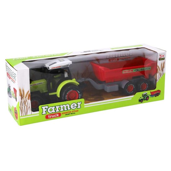 Farmer Trekker met Aanhanger 45 cm Groen/Rood