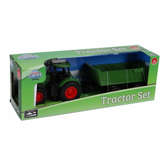 Kids Globe Farming Tractor met Trailer 41 cm Groen