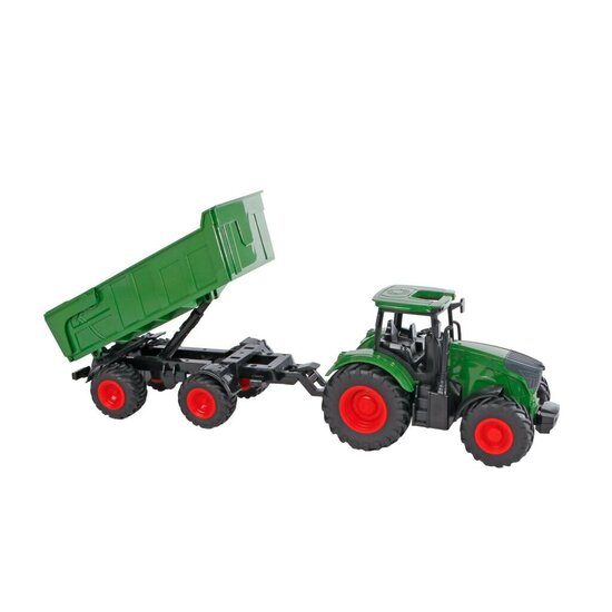 Kids Globe Farming Tractor met Trailer 41 cm Groen