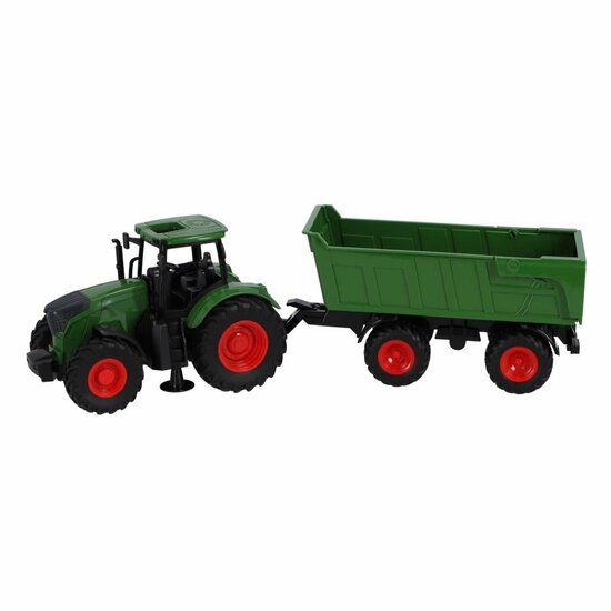 Kids Globe Farming Tractor met Trailer 41 cm Groen