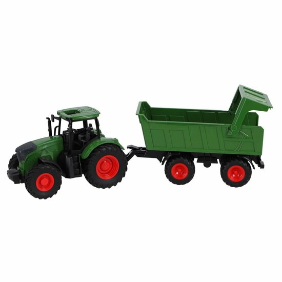 Kids Globe Farming Tractor met Trailer 41 cm Groen