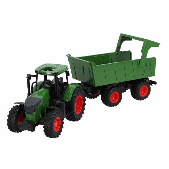 Kids Globe Farming Tractor met Trailer 41 cm Groen